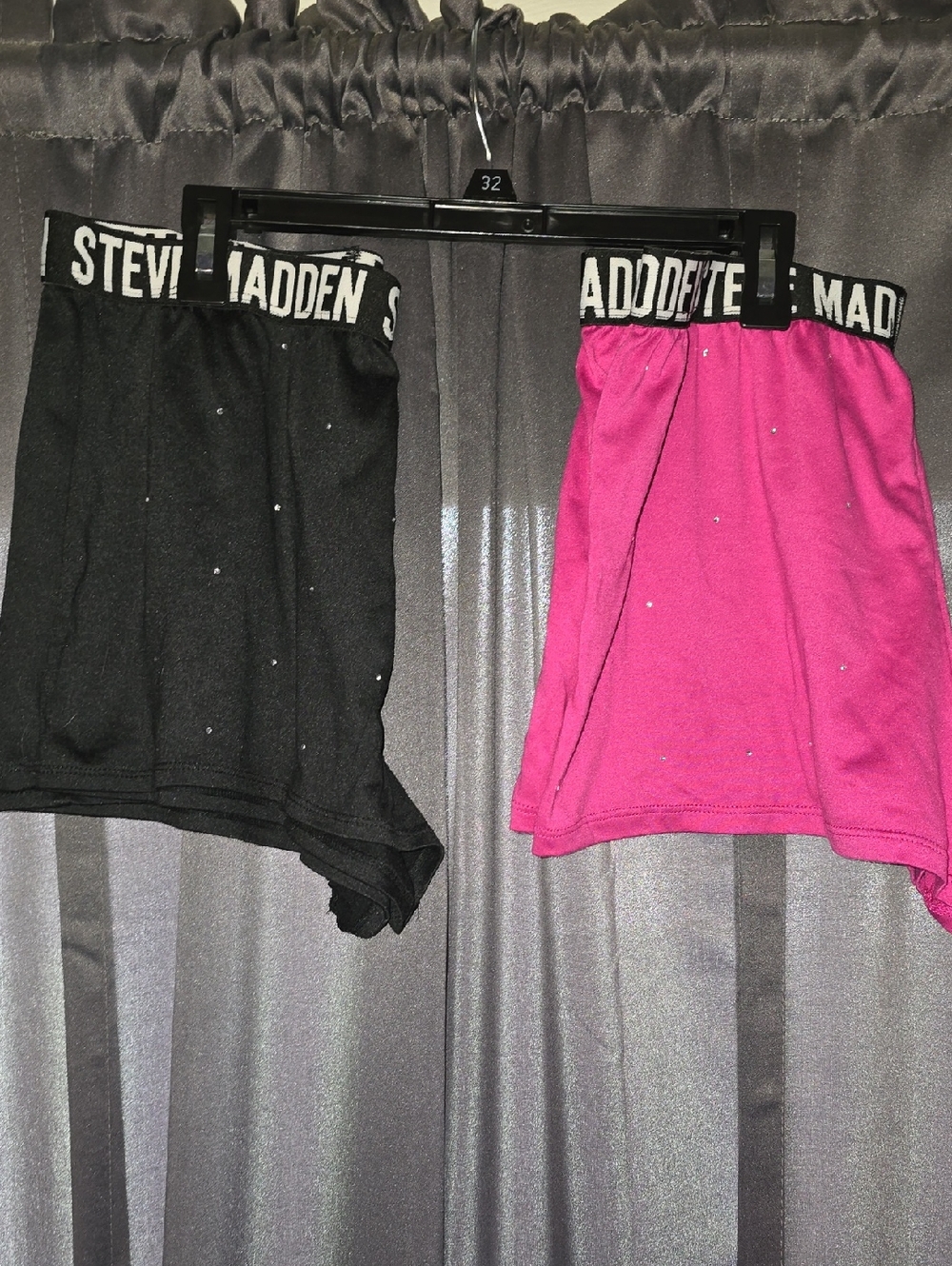 Steve Madden Black and Fuchsia Sparkle Girls' Shorts 2-Pack
